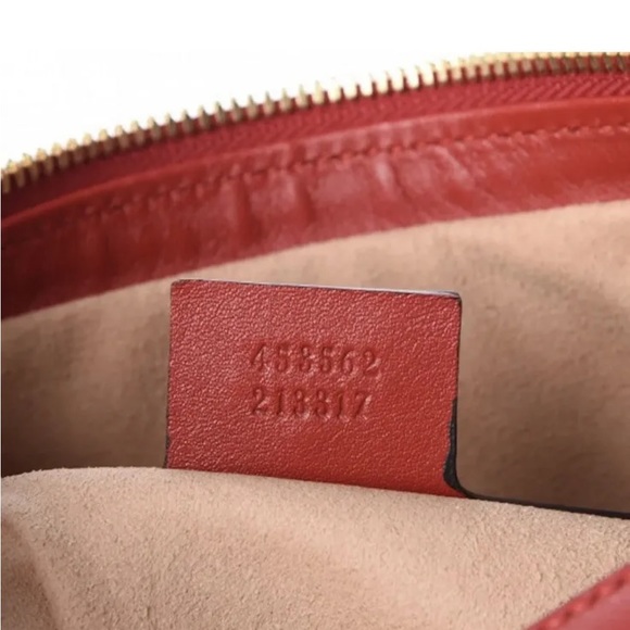 GUCCI RED LEATHER APOLLO SHOULDER BAG WITH GG LOGO/Dust Bag! NWT - Picture 5 of 9